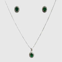 CONJ OVAL VERDE AG925