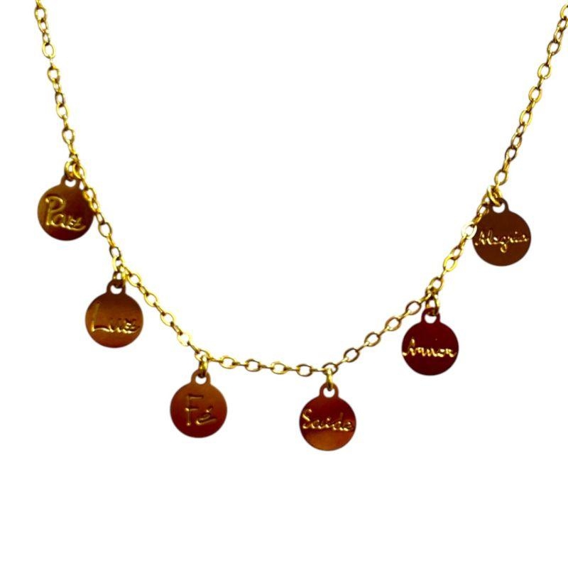 CHOKER PLAQUINHAS C/PALAVRAS