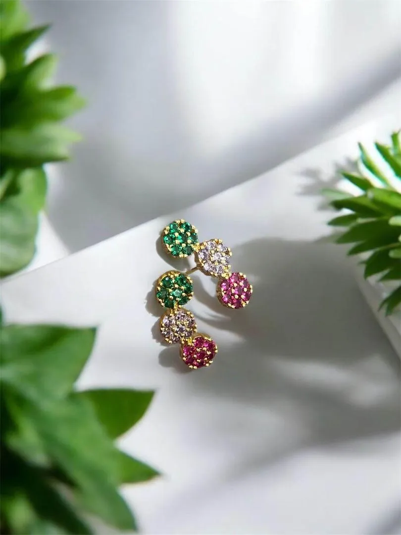 EAR CUFF 3 FLORES COLORIDAS