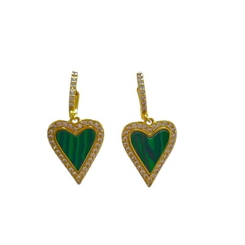 ARGOLA CRAVEJADA CORAÇÃO VERDE