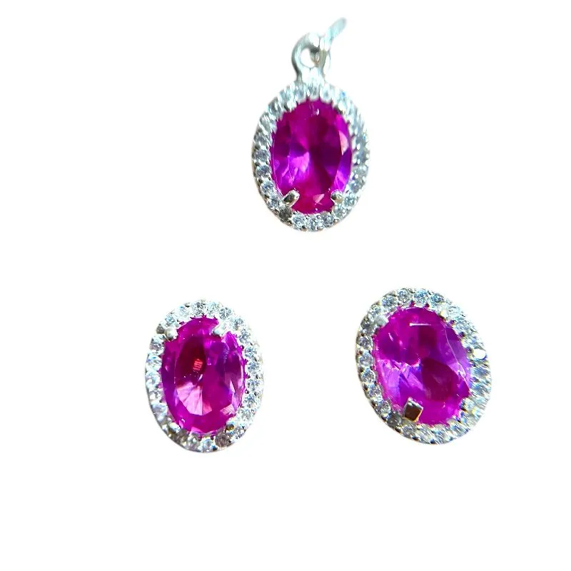 CONJ OVAL ROSA AG925