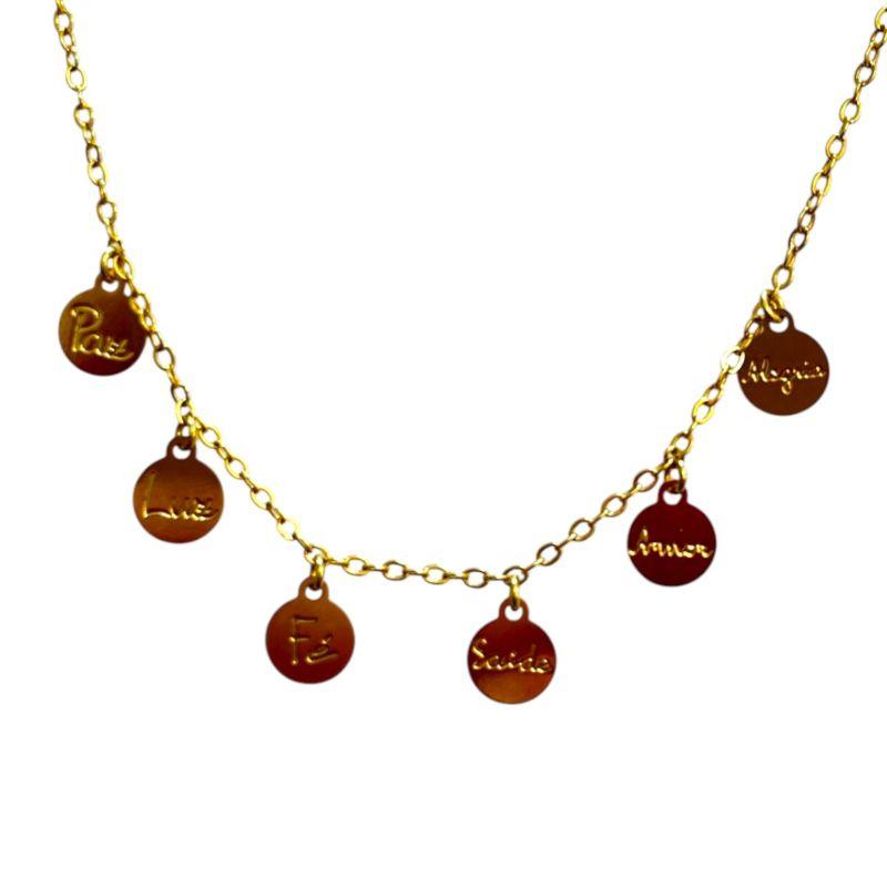 CHOKER PLAQUINHAS C/PALAVRAS